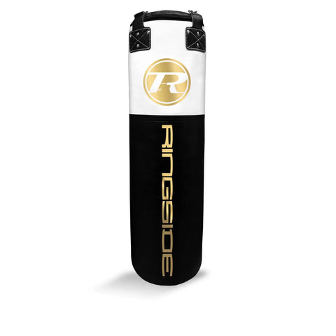 RINGSIDE SYNTHETIC LEATHER 4FT PUNCH BAG - BLACK / WHITE / GOLD