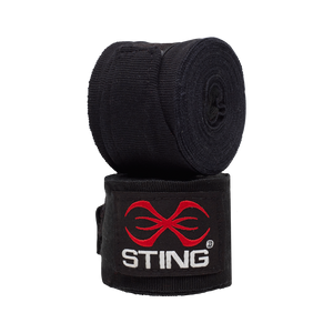 STING ELASTICISED STRETCH HAND WRAPS IBA & WORLD BOXING APPROVED - BLACK
