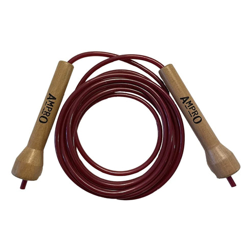 AMPRO ADJUSTABLE DELUXE WOODEN HANDLE 10FT SPEED ROPE