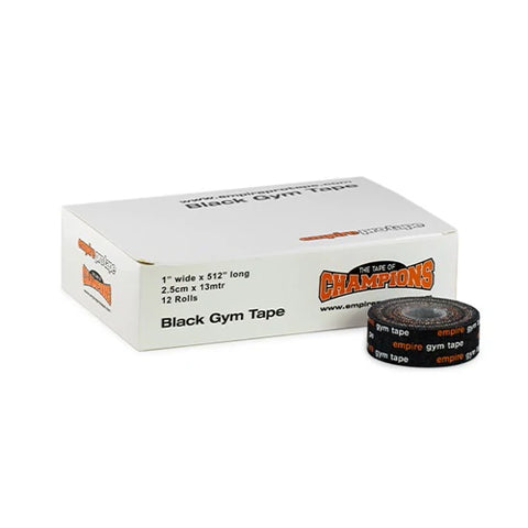 EMPIRE BLACK GYM TAPE 2.5CM X 13MTR -BOX OF 12 ROLLS