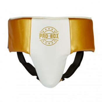 PRO BOX CHAMP SPAR CARBON PU GROIN GUARD white/gold
