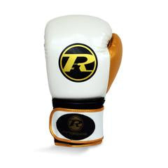 RINGSIDE PRO FITNESS SYNTHETIC LEATHER STRAP TRAINING GLOVE - WHITE/GOLD