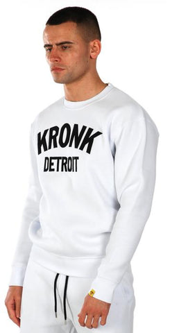 KRONK DETROIT APPLIQUE SWEATSHIRT REG FIT WHITE