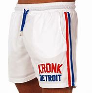 KRONK Iconic Detroit Applique Lined Shorts White & Red/Blue