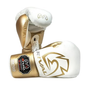 RIVAL RS100 PROFESSIONAL SPARRING GLOVES LACE UP - WHITE/GOLD