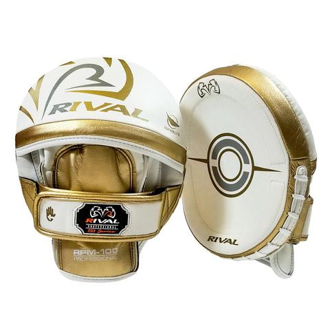 RIVAL RPM100 PUNCH MITTS white/gold