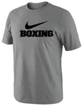 NIKE MEN'S BOXING BIG SWOOSH TRAINING TEE - GREY/BLACK