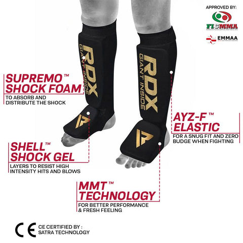 RDX SI Gel Padded Shin Guards Leg Instep Protection Pads for MMA, BJJ