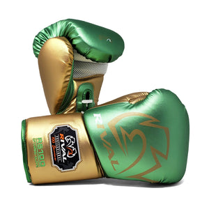 RIVAL RS100 PROFESSIONAL SPARRING LACE UP GLOVES - GOLD/GREEN