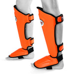 TWINS DOUBLE PADDED LEATHER SHIN PADS-ORANGE