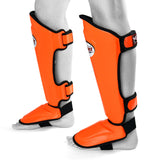 TWINS DOUBLE PADDED LEATHER SHIN PADS-ORANGE